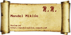 Mendel Miklós névjegykártya